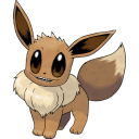 A manic Eevee with gigantic eyes and a creepy grin.